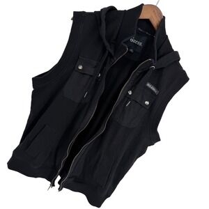 Guess Hoodie Vest Mens XL Black Full Zip Utility Streetwear Tactical Urban